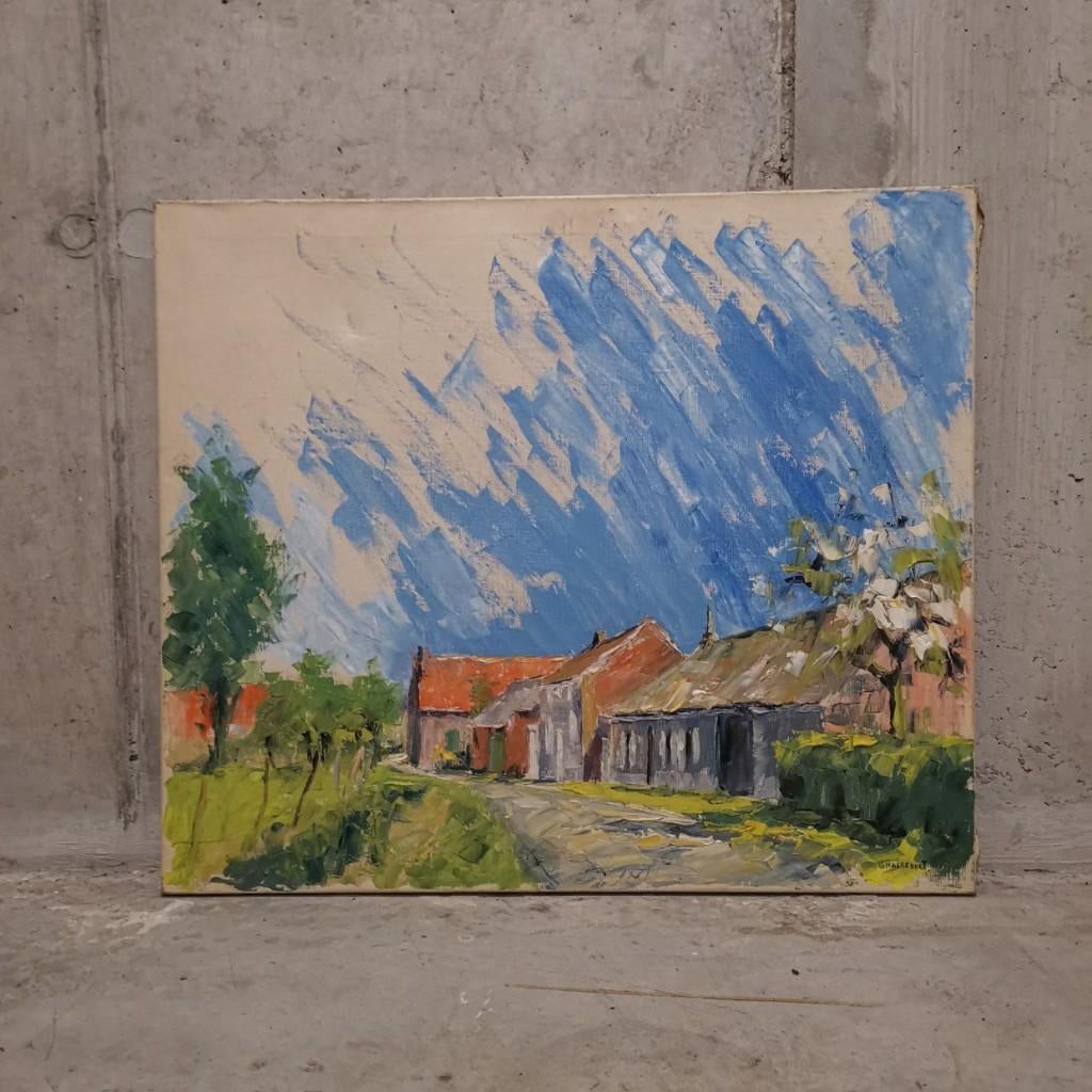 Dorpsgezicht te Briel (Weert) (ca. 1965) - Gustaaf Maerevoet, Antiek en Kunst, Ophalen