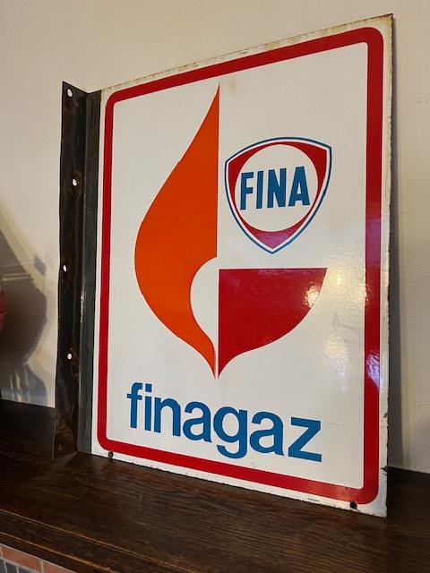 Emaille reclamebord Fina, Finagaz, Antiek en Kunst, Ophalen