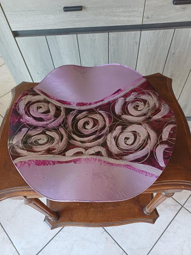 beau plat décoratif en verre, Antiquités & Art, Enlèvement ou Envoi