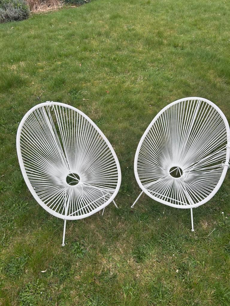2 Acapco tuin stoelen wit – kleine herstelling, Ophalen, Gebruikt