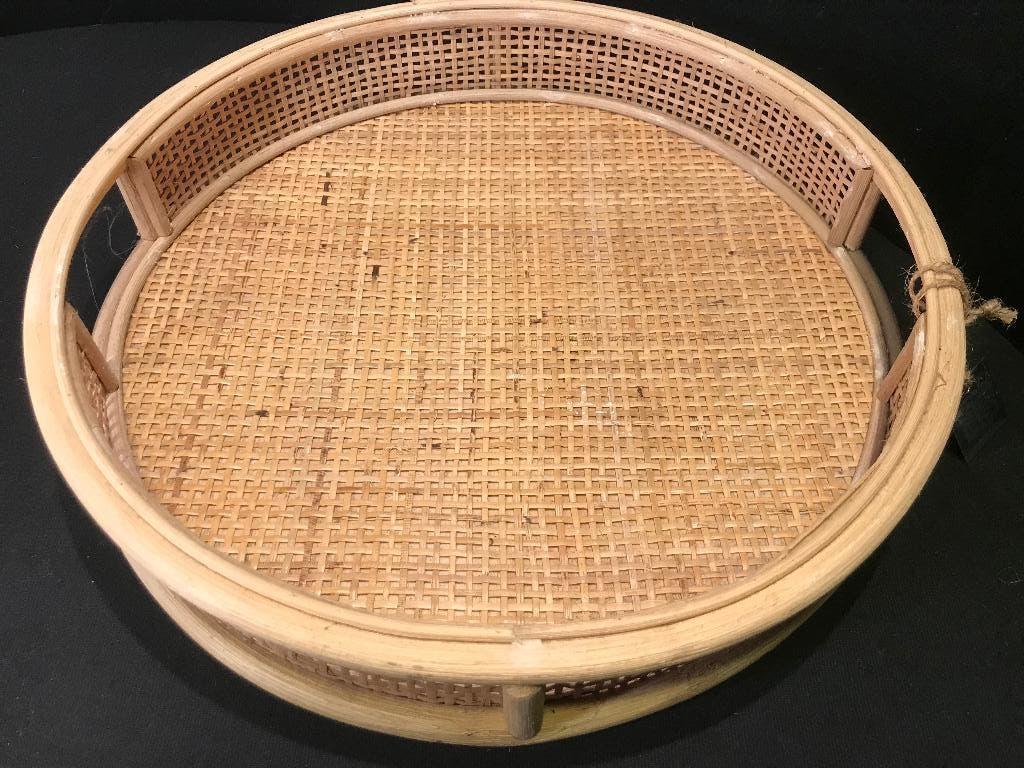 Rotan Bamboe Dienblad, Huis en Inrichting, Ophalen of Verzenden, Zo goed als nieuw, Rond, Overige materialen