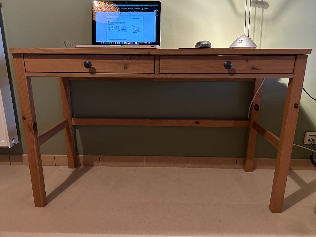 Bureau informatique IKEA HEMNES - 2 tiroirs brun 120x47 cm, Enlèvement, Utilisé
