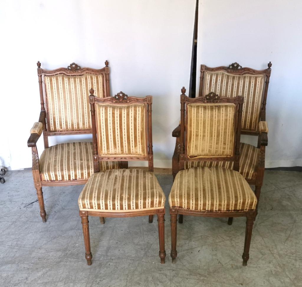 Salon 4 pièces Louis Treize ancien avec revêtement en tissu, Antiquités & Art, Enlèvement