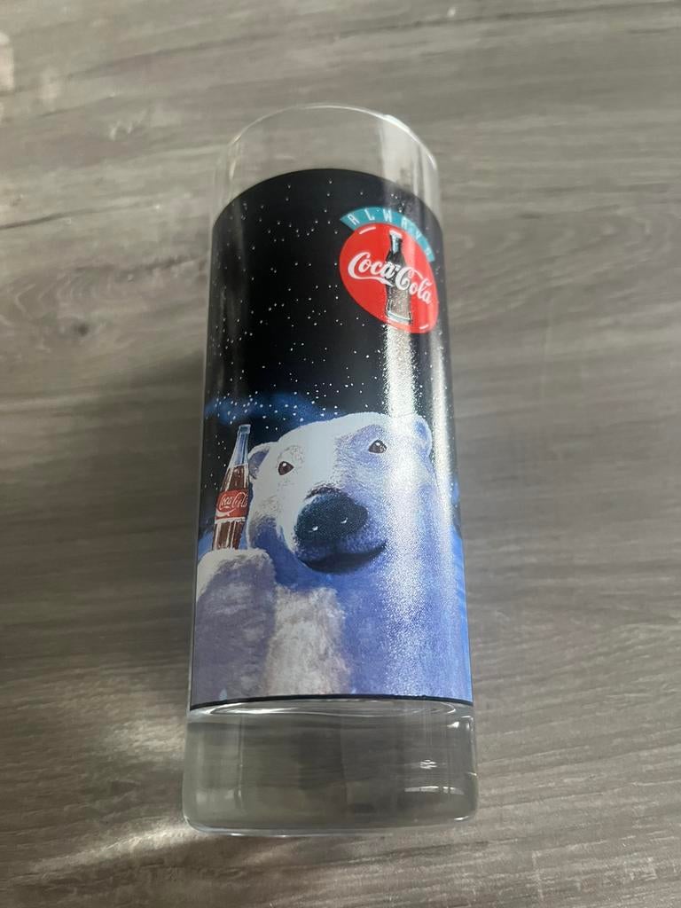 Coca cola glas Polar bear 15 cm, Ophalen of Verzenden, Gebruikt, Frisdrankglas