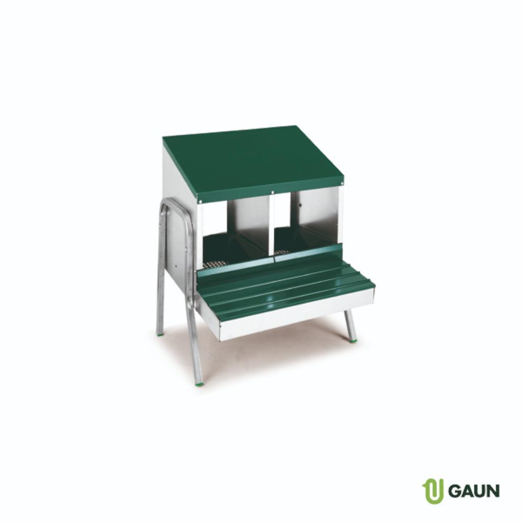 legnesten metaal voor kippen - 2 compartimenten met poten