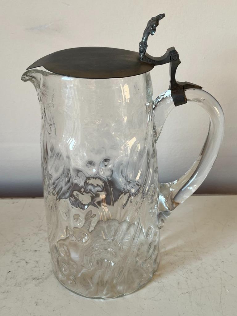 Grande chope/carafe à bière ancienne en verre, Enlèvement