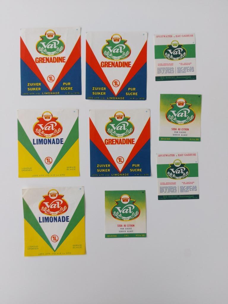 Etiketten Val Limonade Haacht Boortmeerbeek, Verzamelen, Merken en Reclamevoorwerpen, Ophalen of Verzenden, Gebruikt, Overige typen