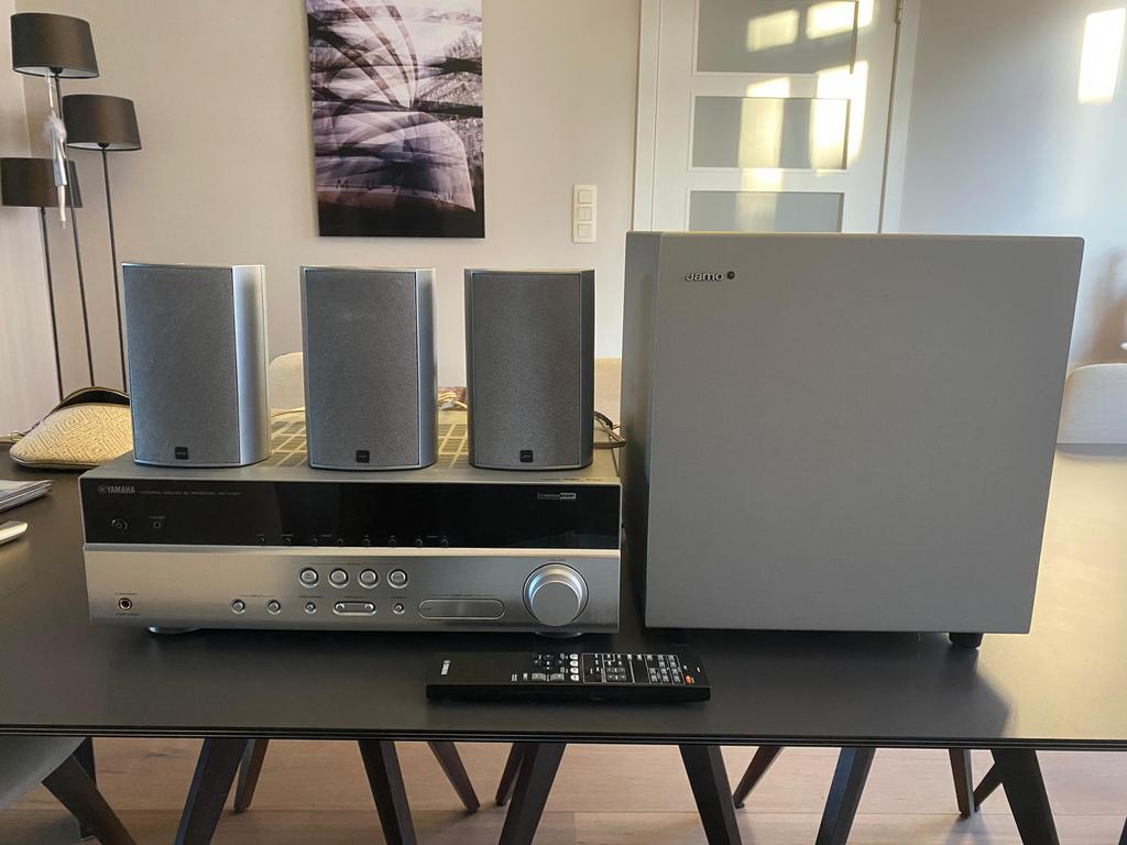 Ampli Yamaha RX-V367 avec 3 speakers Jamo + subwoofer, Enlèvement, Utilisé, Système 5.1, Autres marques