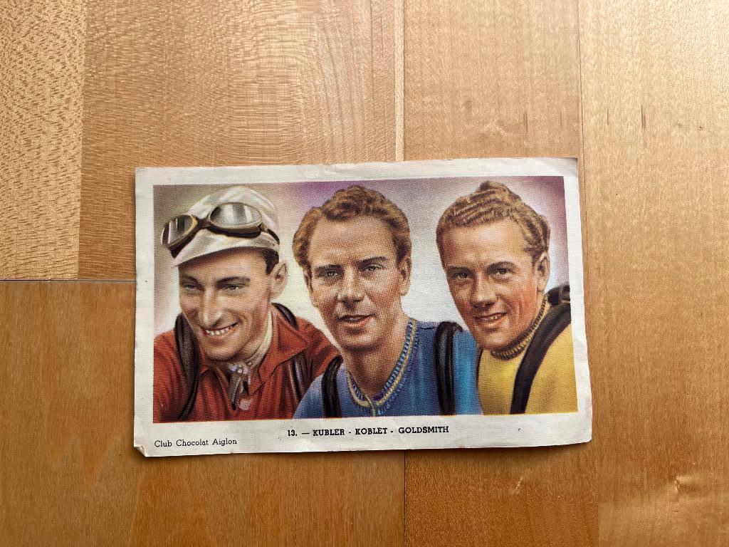 Chromo chocolade Aiglon-Wielrenners-Kübler-Koblet -1948, Ophalen of Verzenden, Gebruikt, Overige typen