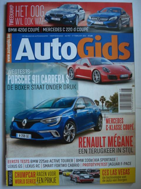 AutoGids 947 Porsche 911 991 Mercedes C Coupé Renault Mégane, Envoi, Utilisé, Général