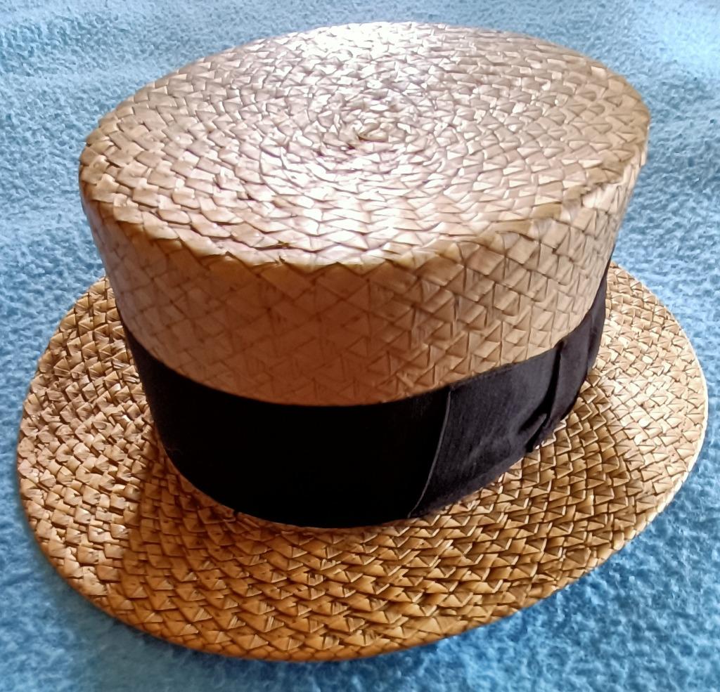 Chapeau canotier d'époque (1945) en très bon état, Enlèvement ou Envoi, Porté, Chapeau