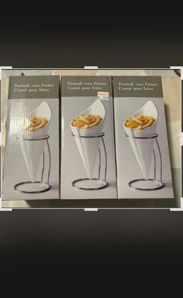 3 stenen frietzakjes ongebruikt, Ophalen of Verzenden, Zo goed als nieuw