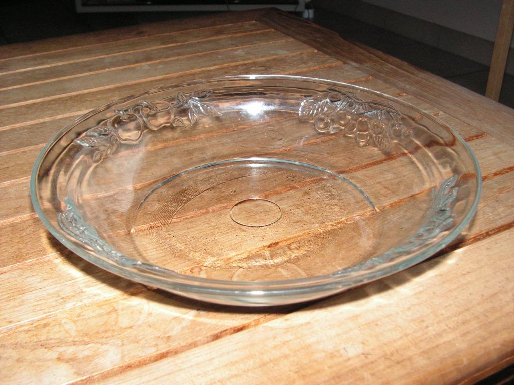 Schitterende vintage fruitschaal in glas (28 cm diam)., Antiek en Kunst, Verzenden