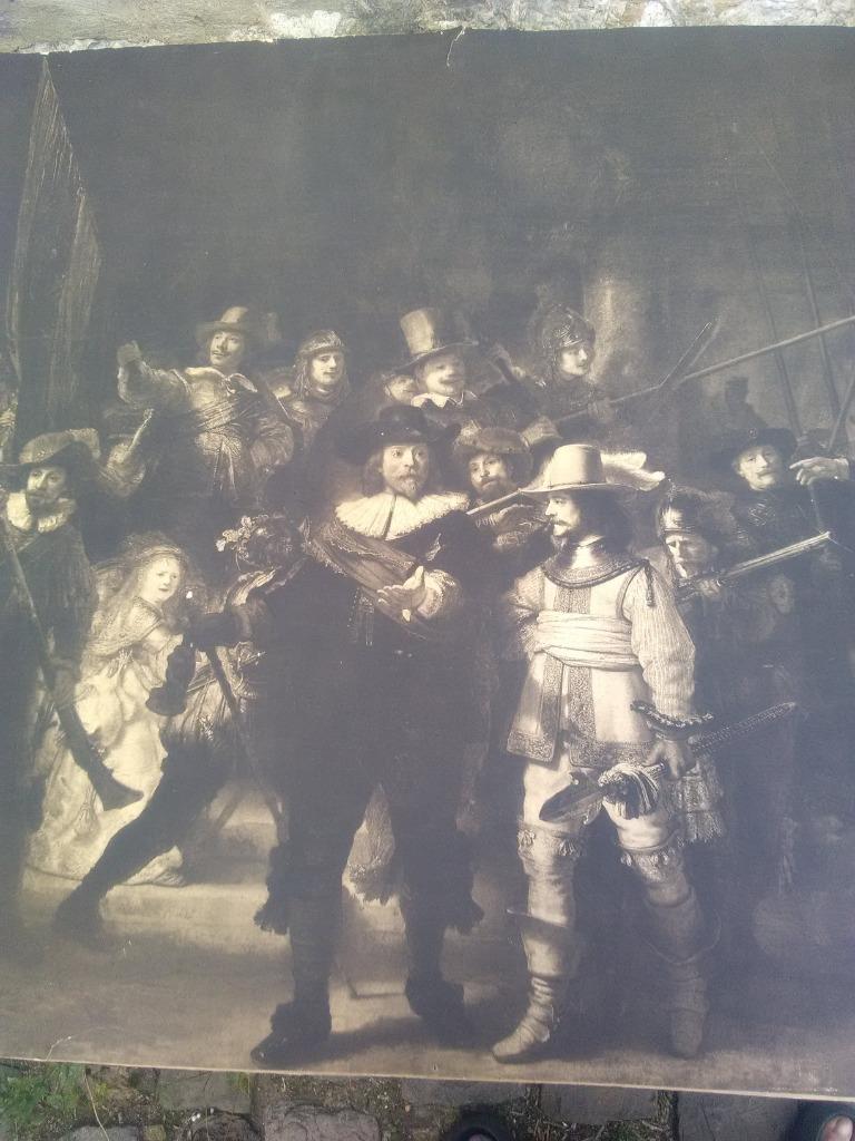 Ancienne eau forte ' la ronde nuit de Rembrandt, Antiek en Kunst, Kunst | Etsen en Gravures, Ophalen of Verzenden