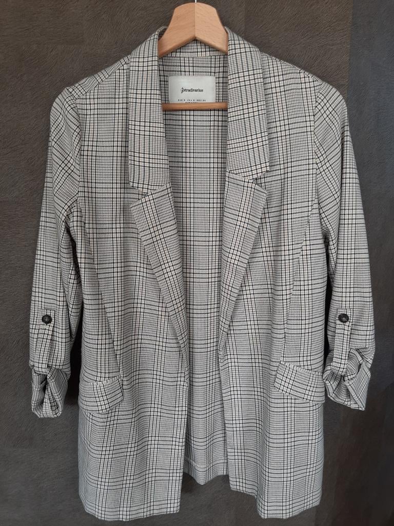 Geruit jasje maat S Stradivarius, Beige, Ophalen of Verzenden, Zo goed als nieuw, Jasje