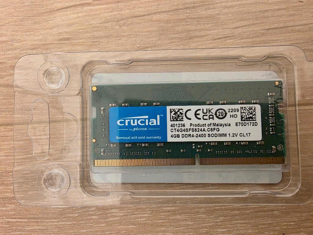 crucial 4GB DDR4-2400, Computers en Software, RAM geheugen, DDR4, Nieuw, Ophalen of Verzenden, Laptop