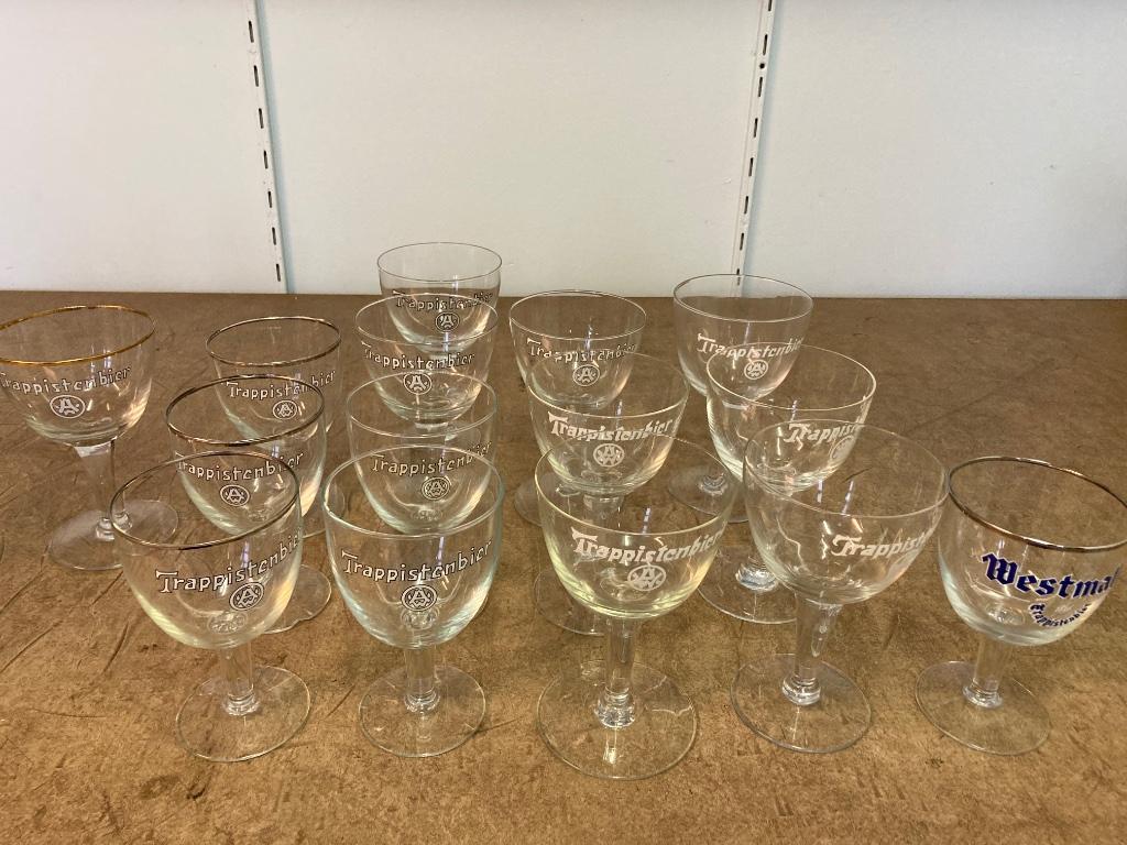 Oude bierglazen Westmalle, Jupiler, Abdij Tongerlo, Verzamelen, Ophalen, Zo goed als nieuw, Glas of Glazen, Overige merken