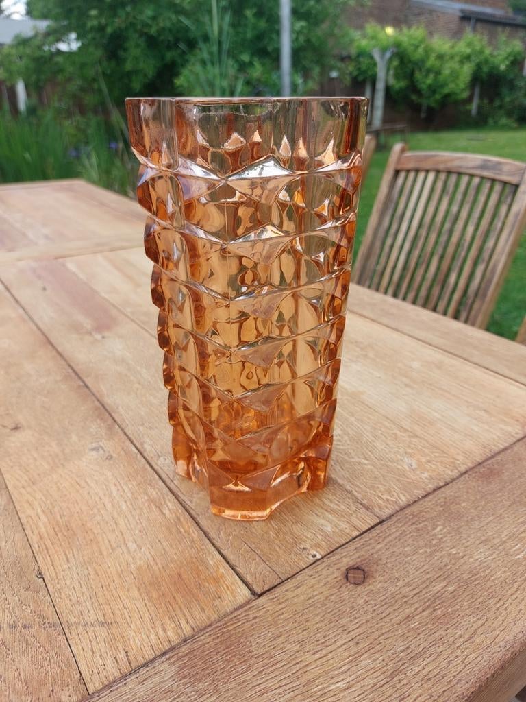 Magnifique vase art déco, années 70, vintage., Maison & Meubles, Enlèvement ou Envoi, Comme neuf, Verre