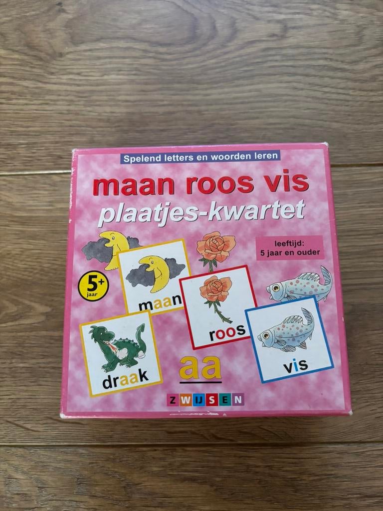Maan roos vis plaatjes kwartet, Kinderen en Baby's, Speelgoed | Educatief en Creatief, Ophalen of Verzenden, Gebruikt