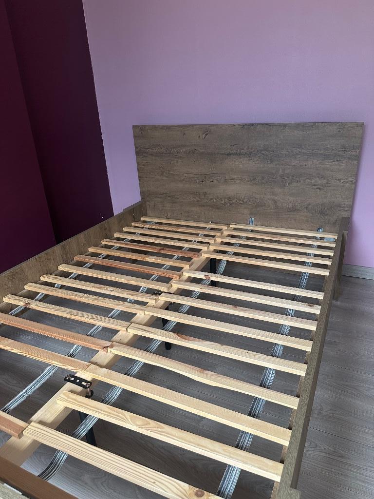 Lit 140x200 cm, Maison & Meubles, Brun, Enlèvement, 200 cm, Bois