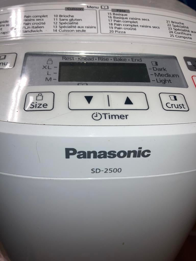 Panasonic SD-2500 broodbakmachines, Met timer, 800 tot 1200 gram deeg, Ophalen of Verzenden, Gebruikt