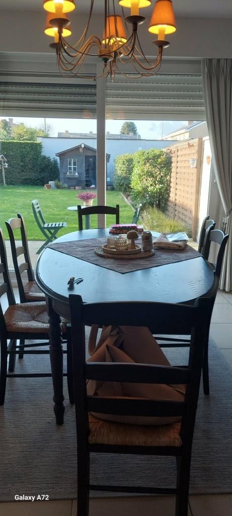 Eiken tafel  6 stoelen en barkast ongeschonden ., Huis en Inrichting, Complete eetkamers, Ophalen, Zo goed als nieuw, 4 tot 6 stoelen