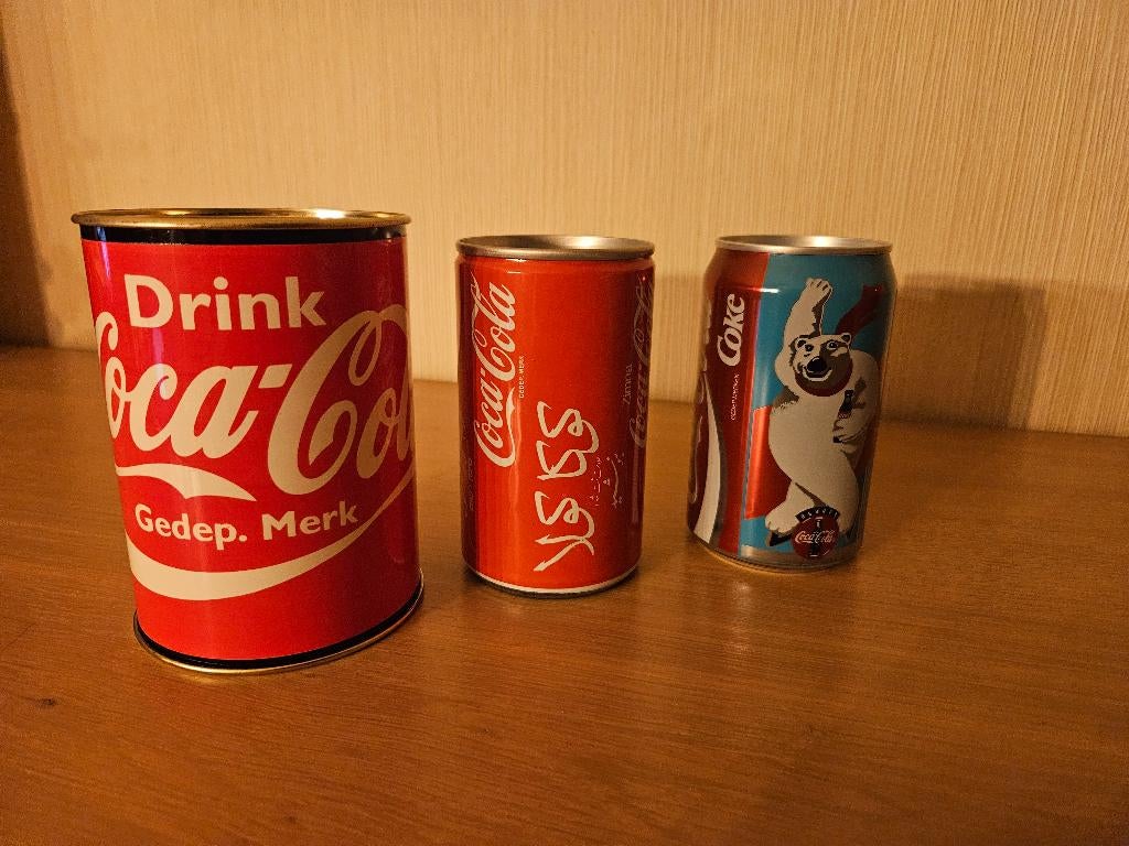 3 Spaarpotten Coca-Cola, Verzamelen, Ophalen, Zo goed als nieuw, Metaal of Blik, Overige thema's