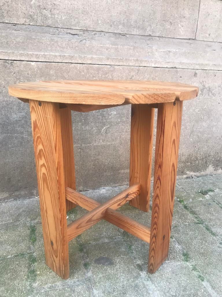 Vintage Scandinavische grenen hout kruk of bijzettafeltje, Antiek en Kunst, Ophalen