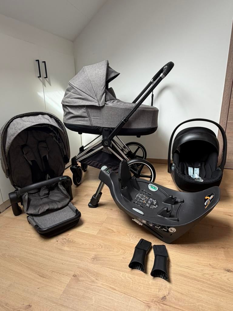 Kit 4 en 1 Cybex Priam Mirage Grey/Mirage Grey + ISOfix, Enfants & Bébés, Enlèvement, Comme neuf, Poussette