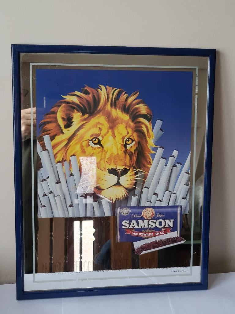 Miroir Publicitaire Vintage Samson - Tabac Halfzware Shag, Verzamelen, Merken en Reclamevoorwerpen, Ophalen of Verzenden