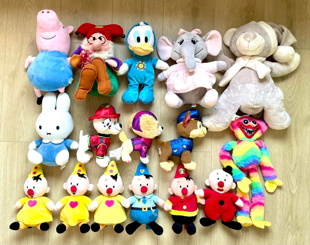 Pluche knuffels:Bumba,Plop,Nijntje,Paw Patrol,Donald duck,…, Kinderen en Baby's, Overige merken, Wasbaar, Overige typen, Blauw