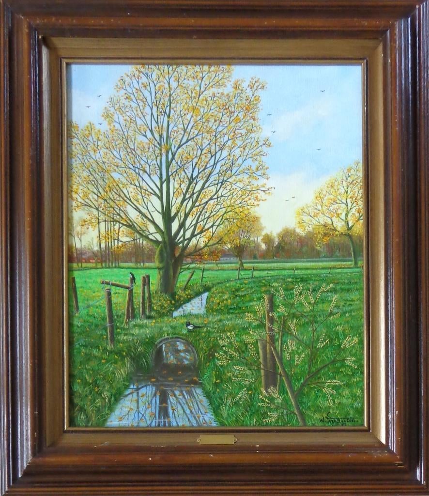 W. VAN BUYTEN / KOUTER HAMME / OLIEVERF DOEK / 75x65cm KADER, Antiquités & Art, Enlèvement